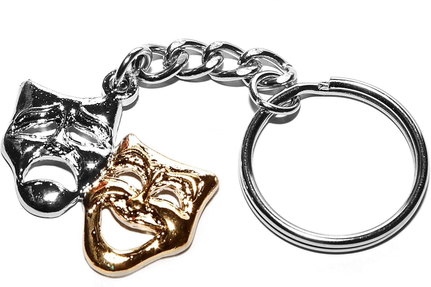 Gifticuffs Theatre Comedy Tragedy Masks Keyring, Silver