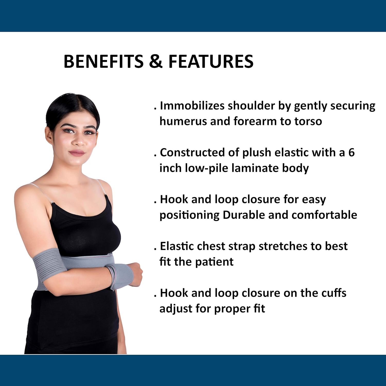 Wonder Care Left arm immobilizer without shoulder strap - left shoulder immobilizer for women size large | arm immobilizer brace Grey - Size5: Industrial & Scientific