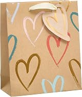 UK Greetings Medium Gift Bag Kraft Hearts Design 19 x 22.9 cm view 1