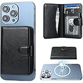 Bocasal for MagSafe Wallet Magnetic Card Holder, RFID Blocking Leather Card Slots for iPhone 17/16/15/14/13/12 Pro/Max/Plus/Air, Adjustable Kickstand Flip Mag Safe Wallet (Black)