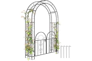 Outsunny 7.4ft Steel Garden Arch with Gate, Black