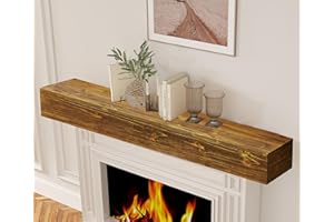 Mederlo 48"×9"×6" Rustic Wood Fireplace Mantel | Wall-Mounted & Floating Shelf for Home Decor