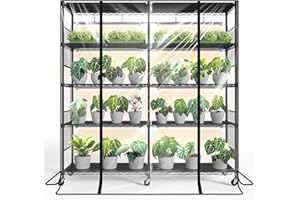 Bstrip Indoor Greenhouse with Grow Light, Large Plant Shelf with 8 Pack T8 Full Spectrum Grow Lights and cover, mini greenhou