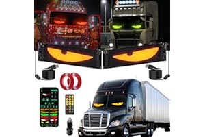 Sachie 2PC 5800 Lux High-Brightness Devil Eyes LED Light Strips for Cars/Trucks/SUVs - 23.6"x4.73" Customizable Windshield Decoration with App Control, IP68 Waterproof, USB-Powered