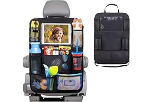 Zion Praiser Car Backseat Organizer with tablet holder,1Pcs Kick Mats Back Seat Protector with 9 Storage Pockets Travel Accessories Easy to Clean BLACK