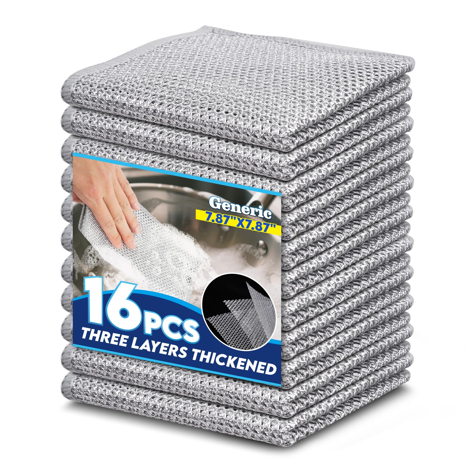 Photo 1 of 10pcs Multipurpose Non Scratch Wire Dishcloth, Reuseable Wire Dishwashing Rags, 3Layer Steel Wool Cleaning Cloths Metal Dish Cloth for Kitchen Office Cookers Dishes Stoves Sinks