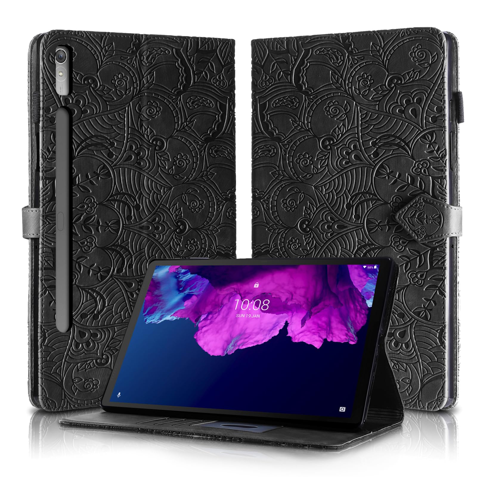 Rostsant Case for Lenovo Tab P11 Pro 2nd Generation 11.2-inch (TB132FU) PU Leather Wallet Tablet Case for Lenovo Tab P11 Pro 2nd Generation 11.2-inch 2022 Flip Flop Magnetic Stand Tablet Case - Black