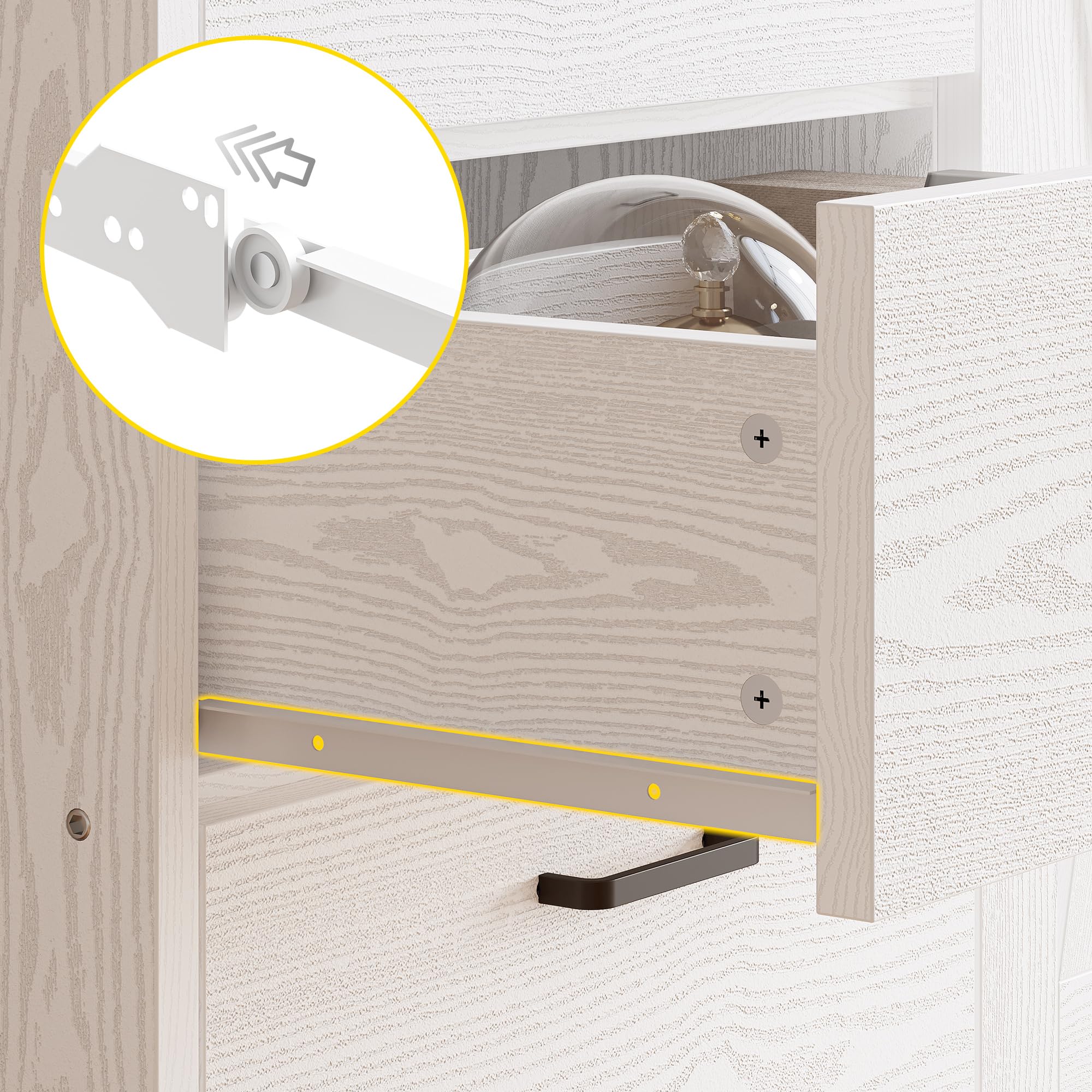 IRONCK Bookshelf with Door and 3 Drawers, 71in Tall