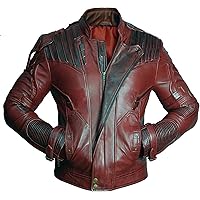 Mens Guardians Distressed Red Maroon Leather Jacket