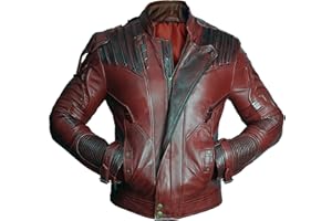PREMIUM LEATHER GARMENTS Mens Guardians Distressed Red Maroon Leather Jacket