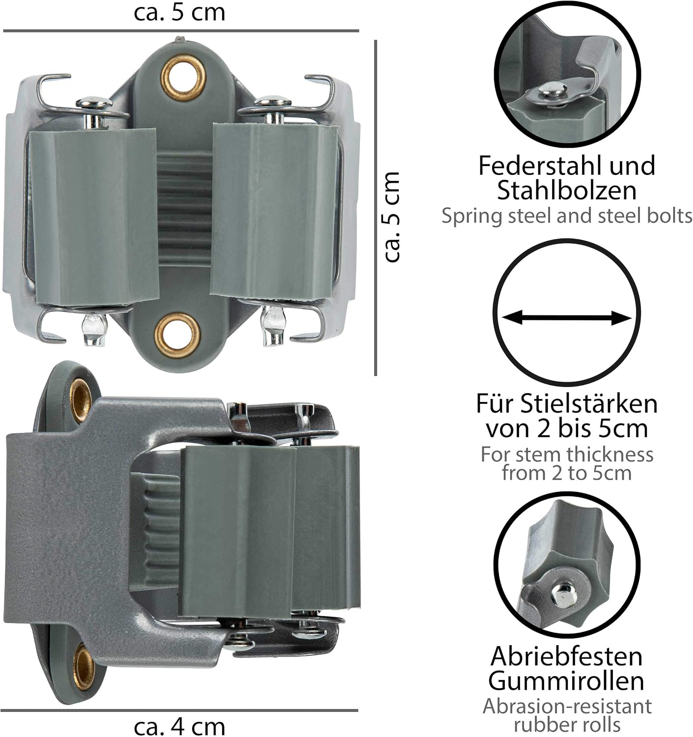 ONVAYA® 20x device holder | Klemmfix | broom holder | made of stable spring steel | incl. working gloves - Image 3