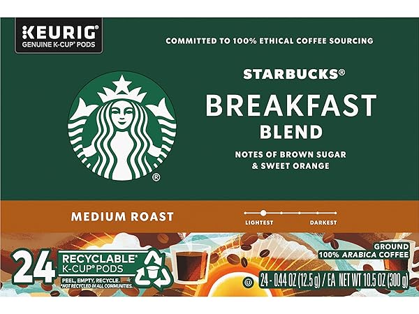 STARBUCKS BREAKFAST BLEND COFFEE K-CUPS,24 K-CUPS COUNT,(0.44 OZ EACH)