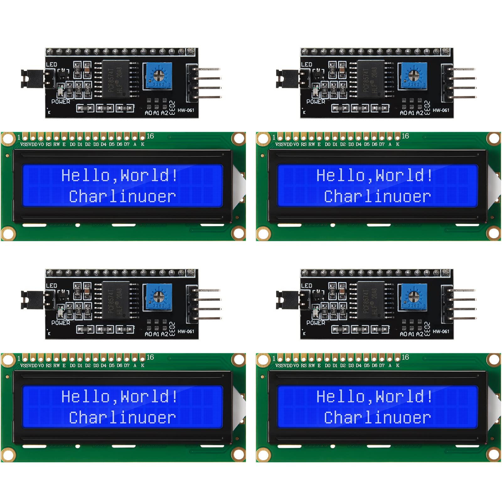 Weewooday 4set Iic Twi I2c Lcd Serial Interface Adapter and Liquid Crystal Display Module Display Backlight Compatible with Arduino R3 Mega2560(LCD 1602 16 x 2,Blue)