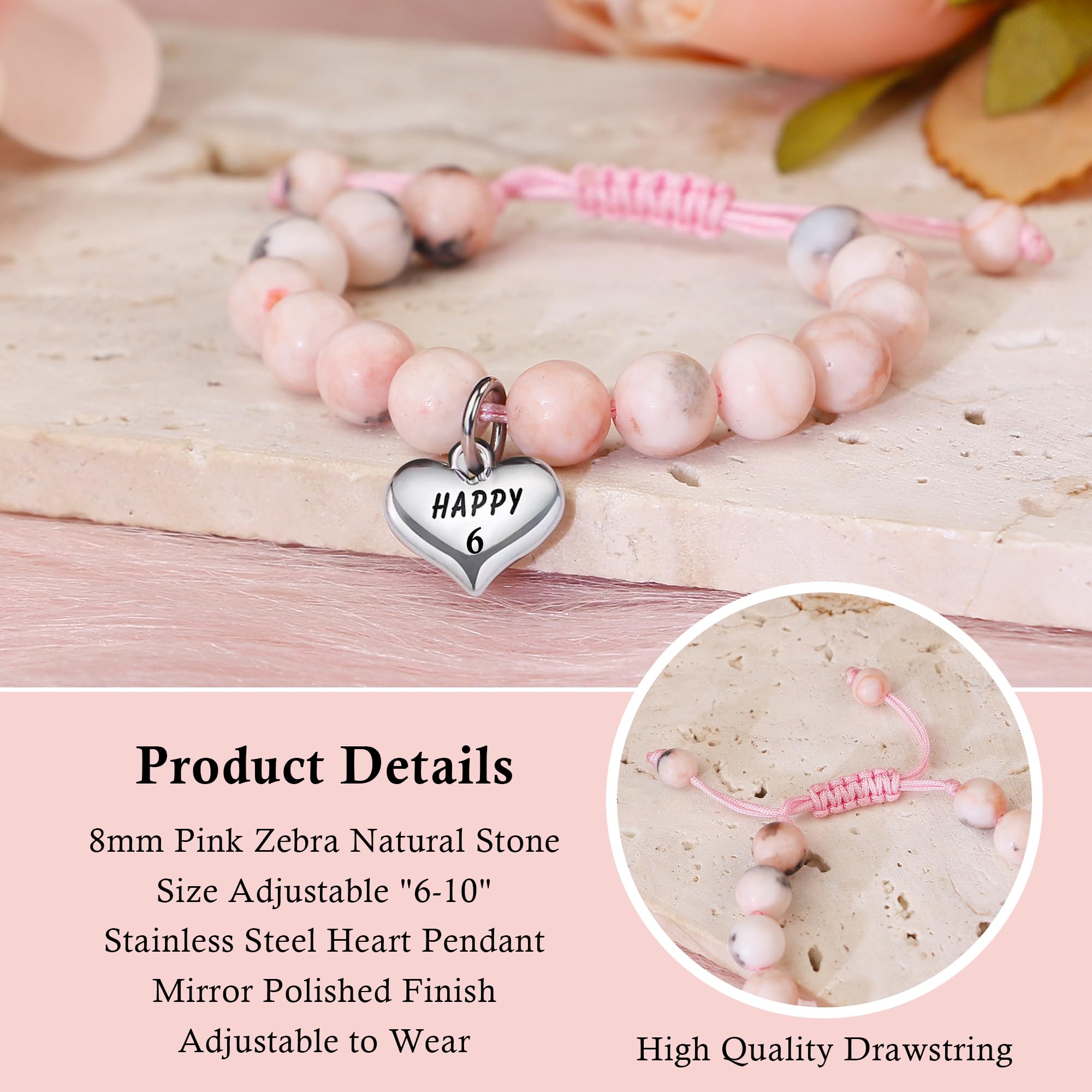 Sereney Birthday Gifts for Girls, Beaded Bracelets as 1 3 4 5 6 7 8 9 10 11 12 13 15 16 Year Old Birthday Gift, Adjustable Stone/Pearl Bracelet as Happy Birthday Gifts for Daughter Granddaughter Niece