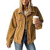 Ziqoty Women's Corduroy Shacket Oversized Jacket Vintage Button Down Shirt Jacket with Chest Pockets Fall Winter Layering