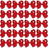 20Pcs 4" Hair Bows,Grosgrain Ribbon Solid Color Hair Bow with Alligator Clips,Hand-made Toddler Red Bows Hair Accessories for Girls Kids Children Little Teen (Red)