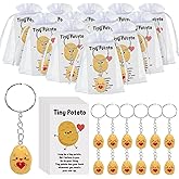 Kigley 30 Sets Valentine Inspirational Potato Keychain Bulk Mini Resin Cute Realistic Potato with Funny Card Organza Bag Positive Emotional Support for Employee Coworkers valentine's day Team Gifts
