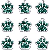 Elecrelive 30Pcs Animal Paw Print Charms Dog Footprint Pendants Glitter Enamel Charms Cat Puppy Paw Pendants for DIY Jewelry Making Necklace Bracelet (Dark Green)