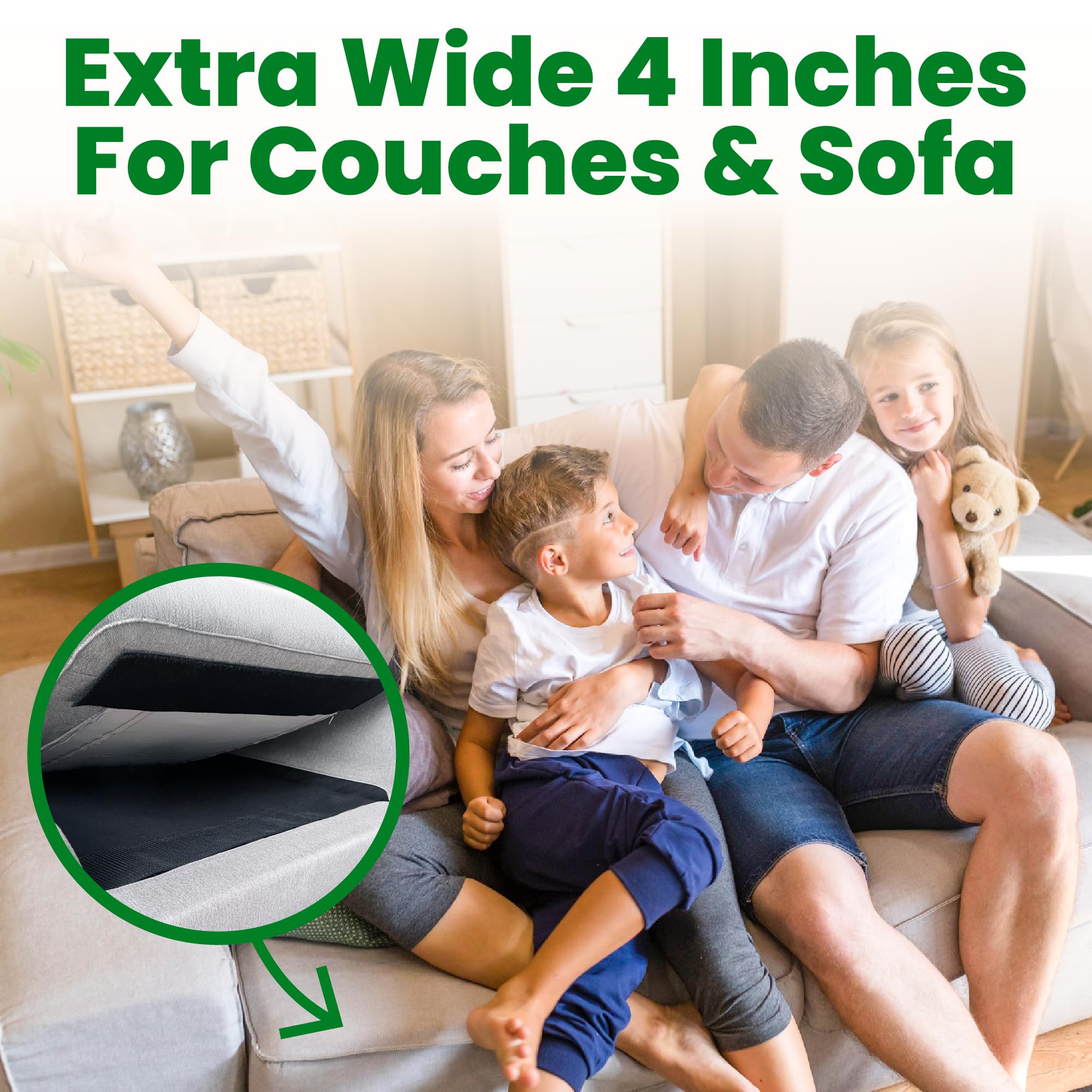 ECOHomes Heavy Duty Strips for Couch Cushions 4 Inch x 6.5 FT Keep Sofa Cushions from Sliding - Adhesive Hook And Loop Tape Roll To Prevent Sliding Couch Cushion, Outdoor Non Slip Furniture Grip Black