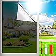 One Way Privacy Window Film Sun Blocking, Heat Blocking Window Tint for Home See Out But Not in, Static Cling & Anti UV, Black-Silver,35.4 Inch x 78.74 Inch