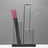 2 in 1 Incense Holder for Sticks Incense Burner Holder with Storage,Glass Upside Down Incense Holder for Sticks with Glass Ash Catcher for Meditation Yoga Spa Room Home Decor[Black]