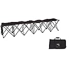 Trademark Innovations Portable 6 Seater Sports Bench Sits, Black