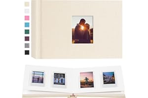 Rseozr 56 Pockets Instax Mini Photo Album for 2x3 Pictures, Linen Hardcover Polaroid Photo Album with Writing Space, Polaroid Album Book for Fujifilm Instax Mini Instant Camera (Beige)