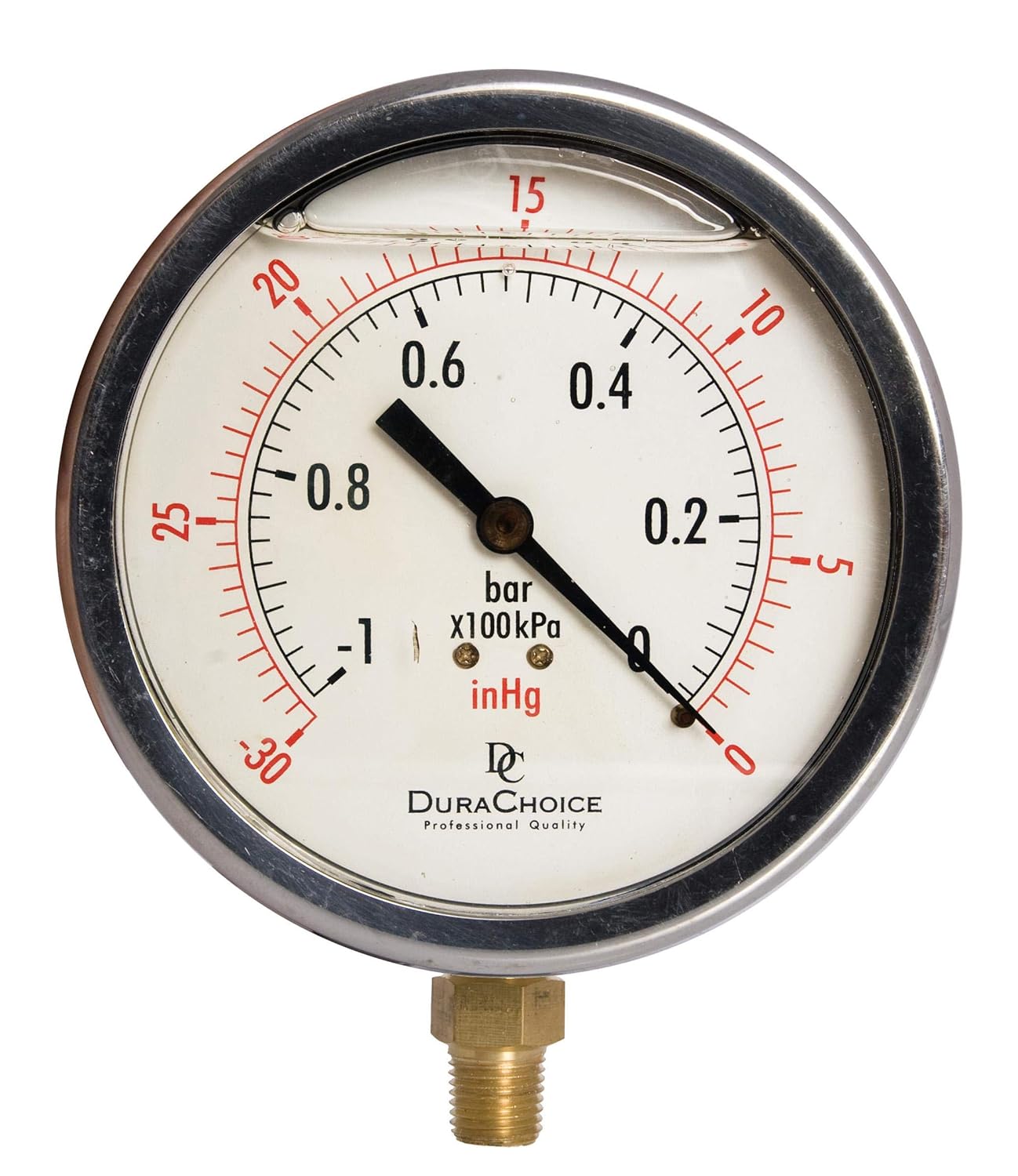 DuraChoice 4" Oil Filled Vacuum Pressure Gauge Stainless