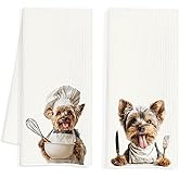 INDAJEDN Yorkshire Gifts Kitchen Towels Set of 2, Yorkshire Terrier Dish Tea Hand Towels, Funny Kitchen Decor, Yorkie Decor, Yorkie Gifts for Women, 16x24 Inch