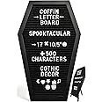 Nomnu Black Felt Coffin Letter Board - Gothic Decor Message Board for Halloween Decorations - 17x10.5 Inches, 500 White Chang