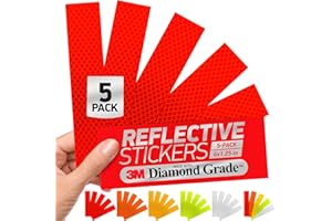 Byllstore Reflective Stickers | 3M Diamond Grade | Red | 1.25″ x 6″ | 5-Pack | Reflective Safety Tape for Helmets, Cars, Mailboxes & More