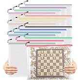 Umriox 16 Pack Large Zipper Bags 16.9x12.4 in, A3 16 Colors Mesh Zipper Document Pouch for Organizing, Storage Bags with Zipper for Board Game, Puzzles, Sewing Project, Travel Supplies