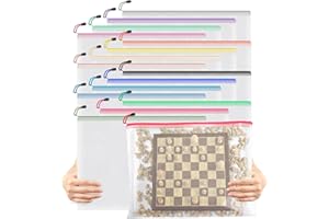 Umriox 16 Pack Large Zipper Bags 16.9x12.4 in, A3 16 Colors Mesh Zipper Document Pouch for Organizing, Storage Bags with Zipper for Board Game, Puzzles, Sewing Project, Travel Supplies