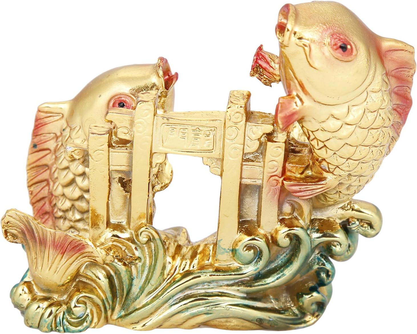 RIPE INDIA Life Feng Shui Vastu Arowana Fish Plastic Statue for Prosperity Wealth Strength Good Luck Happiness and Power Home Decor (Standard Size, Golden)