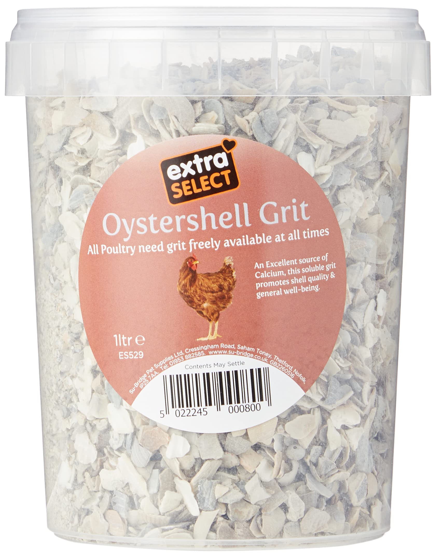Extra Select Oystershell Grit Tub, 1 Litre