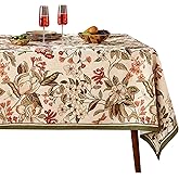 ISAENNE Designer Bohemian Linen Small Square Table Cloth,Colorful Floral Pattern Tablecloth,Wrinkle Resistant Decorative Tablecloths for Dining Thanksgiving Kitchen Party,55"*55"-Grace A