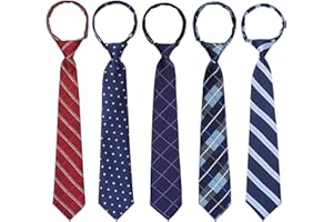 Sucrain 5pcs Boy's Necktie Pre-tied Adjustable Neck Strap Tie for Graduation School Uniforms Wedding Cosplay Gift
