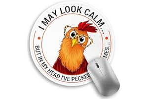 LEBROCOLI Funny Chicken Mouse Pad, Small Round Rooster Mouse Pads for Desk, Mini Travel Mousepad for Work Wireless Computer Laptop, Office Desk Accessories, 8.6 x 8.6 inch
