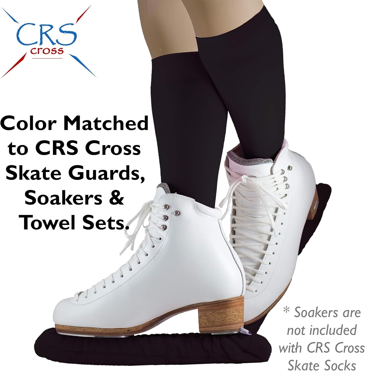 CRS Cross Figure Skating Socks (2 Pair) Knee High Tights for Ice Skates, Footed Skate Socks, Dance Tights (Biellmann Black): Clothing