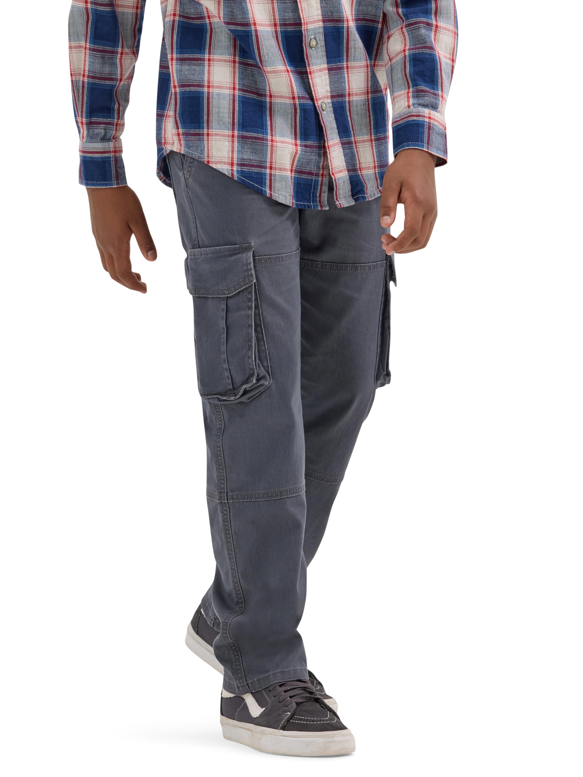 Wrangler Authentics Boys' Cargo Pant, Pewter, 6 Slim