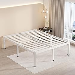 MAF 14 Inch King Metal Platform Bed Frame White