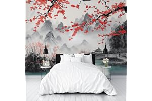 Lkobhhs Japanese Ink Painting Wallpaper Peel and Stick 72" x 48" Asian Nature Landscape Contact Paper Removable Waterproof, M