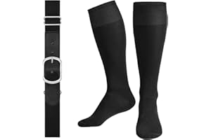 SUOSDEY Baseball Belt and Socks Combo Adjustable Elastic Softball Socks and Waist Belt for Youth Adult