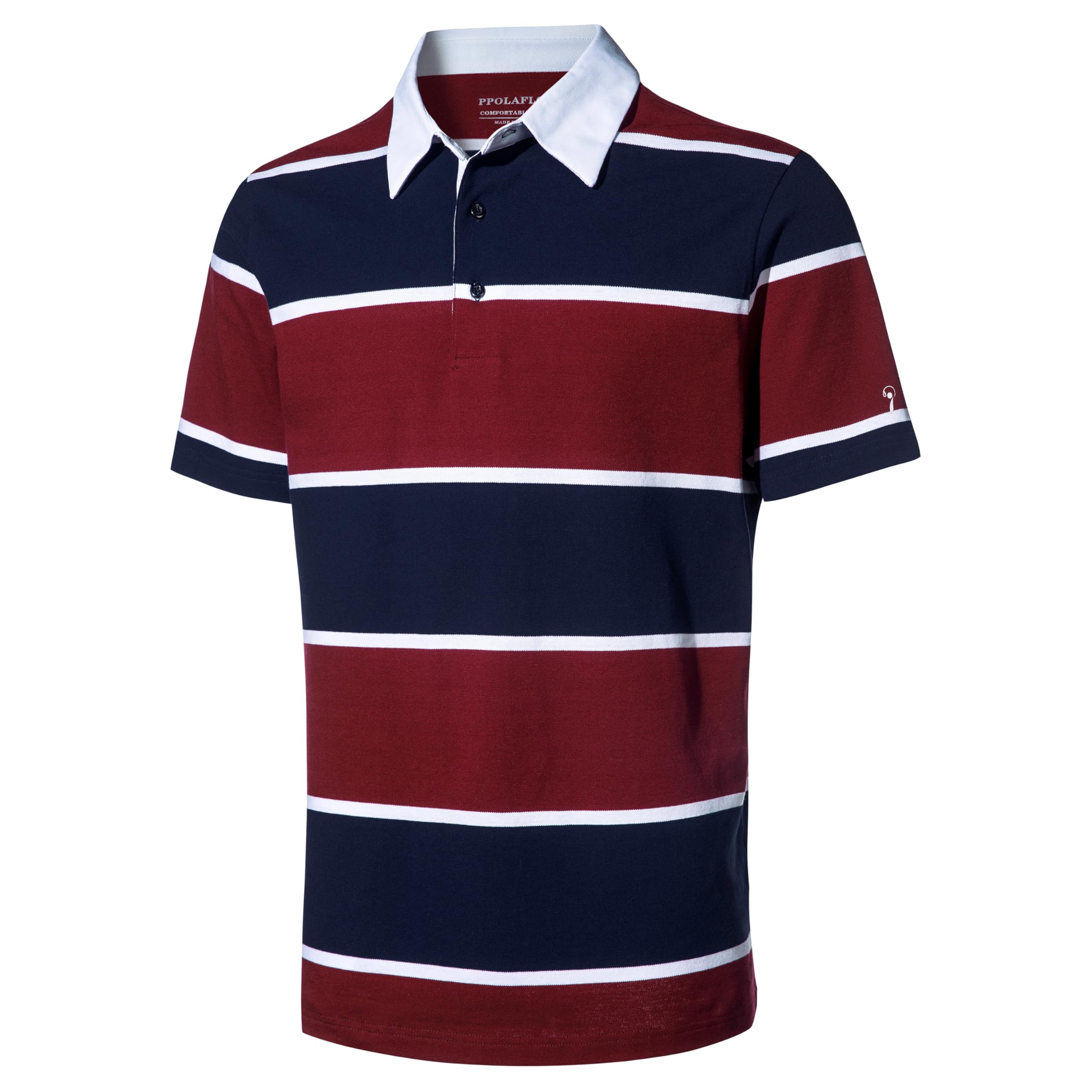 Men's Short Sleeve Polo Shirts for Men Casual Collared Striped Rugby Shirts for Mens Soft Pique Cotton Dry Fit Golf Polo Shirts for Men, 4XL Image