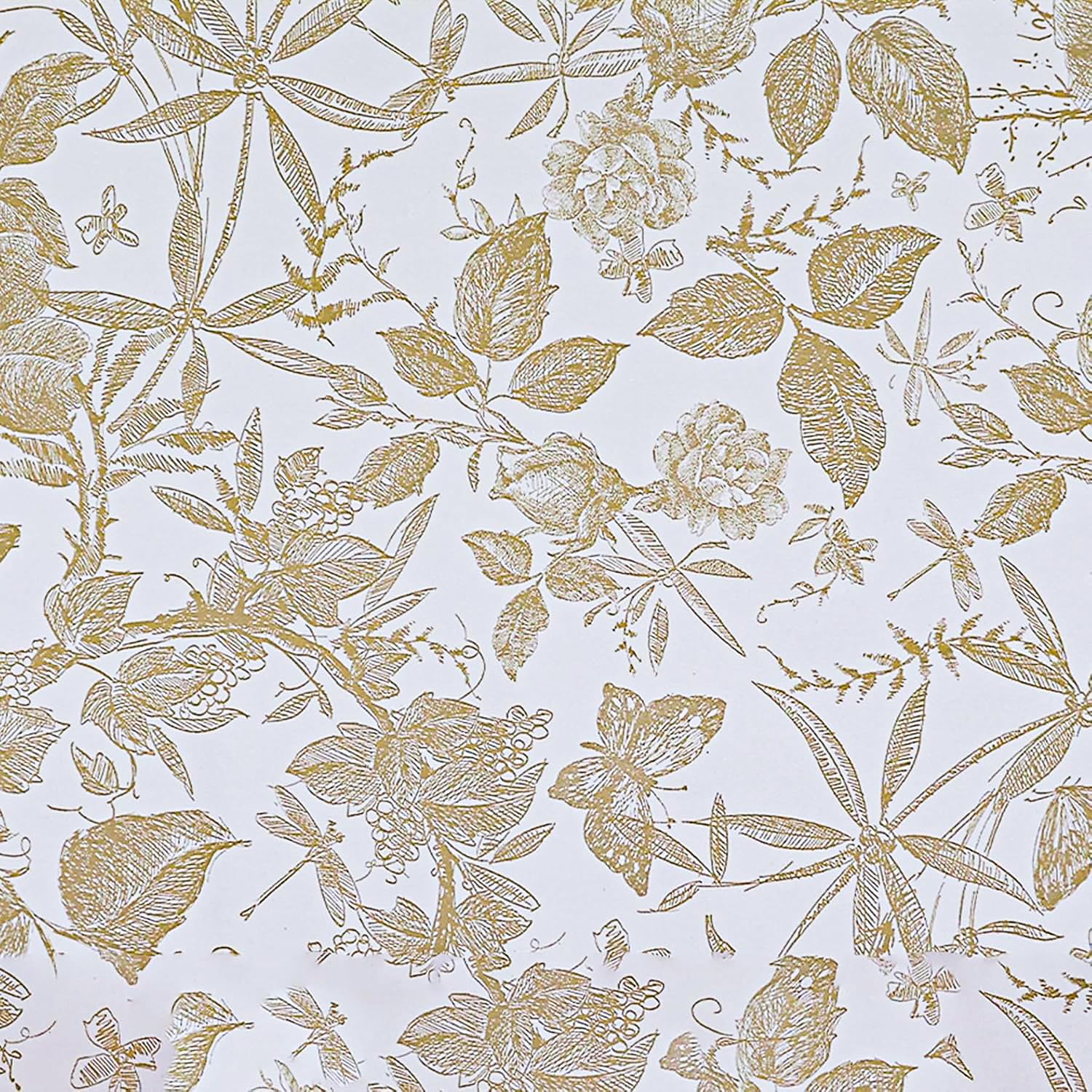 LOVADA Peel and Stick Wallpaper - 15.7x196.8in Rose Flowers, Champagne & White Vinyl, Modern Decor