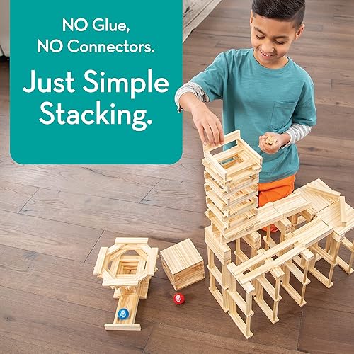 MindWare KEVA Contraptions, Wooden Blocks Building Set, Marble Run