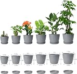 CSYY Plant Pots Indoor 6-Pack 19/17.5/16.5/15.5/14/11.5cm Self Watering Grey view 2