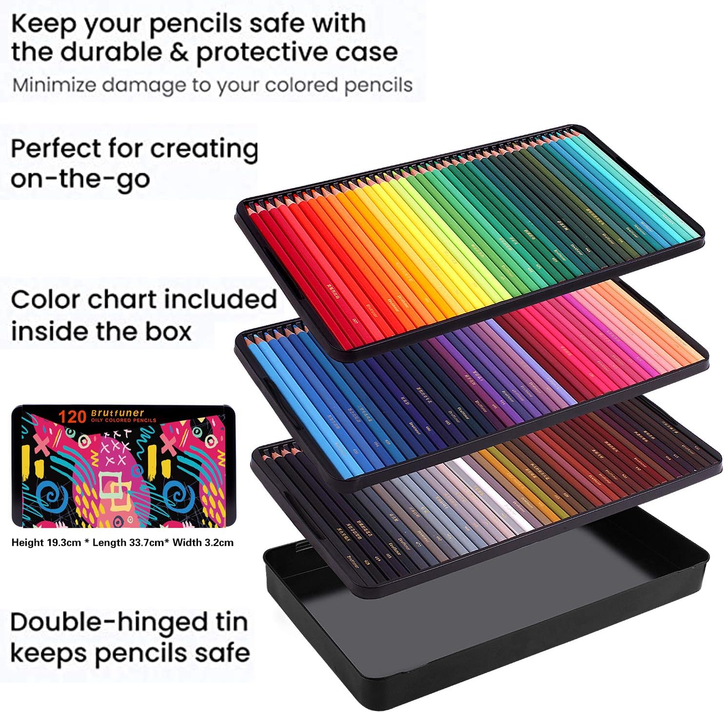 Square Barrels Coloured Pencils - 120 Colouring Drawing Art Sketching Pencils Set - Perfect for Adult Colouring Books, Students or Kids School Art Supplies (120 Colours) - Image 5