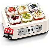 ESOHOT Yogurt Maker Machine with 6 BPA-Free Glass Jars, Digital Temperature Control &amp; Timer, Automatic Yogurt Maker for Homemade Greek Yogurt, LED Display