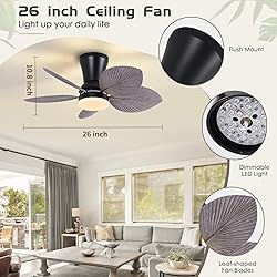 She's home 5 Palm Leaf Ceiling Fan with Light and
